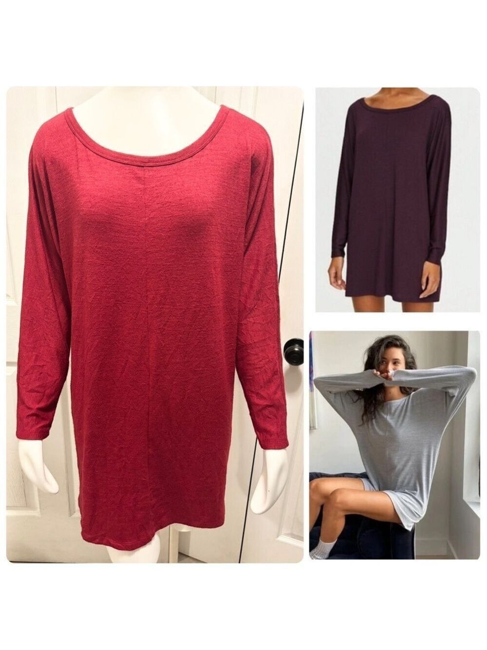 Wilfred Free Aritzia Comet Dress Long Sleeves Oversized Sweater Red Wine Small